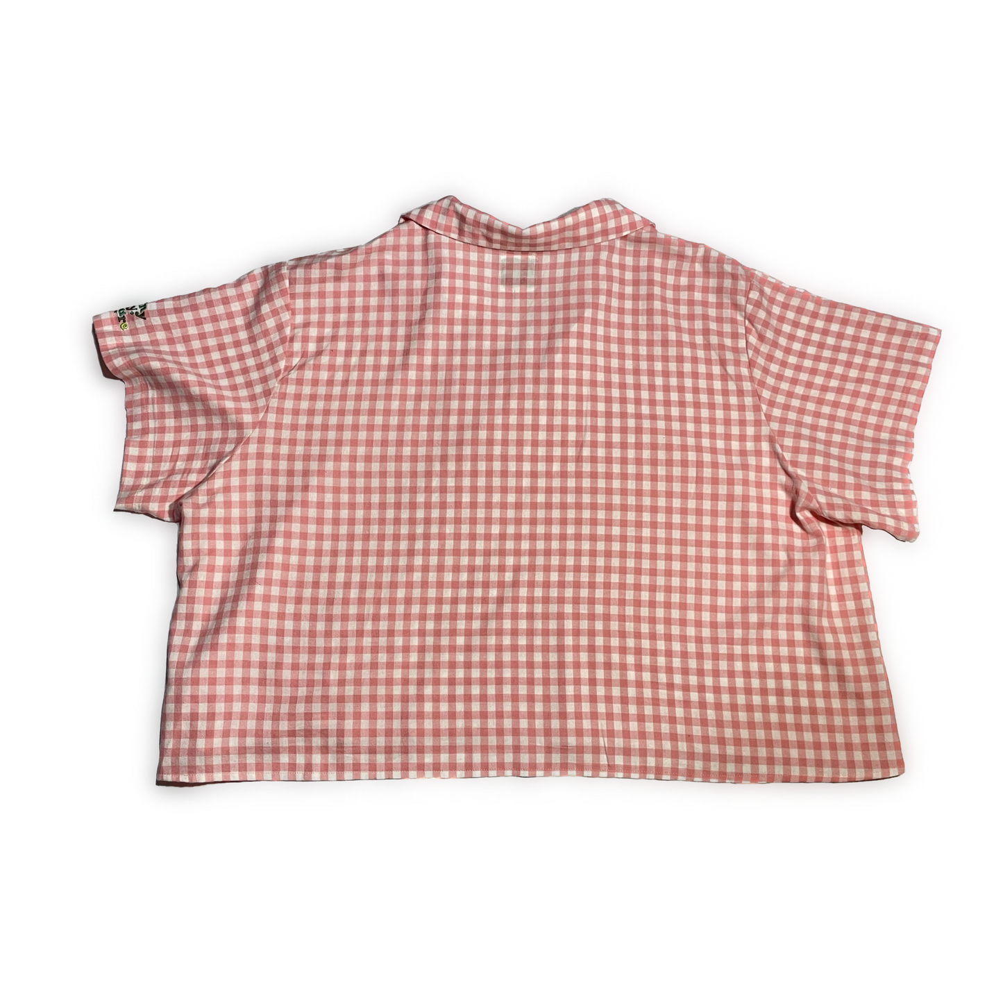 Shiny By Nature Pink Checkered Heart Button Up