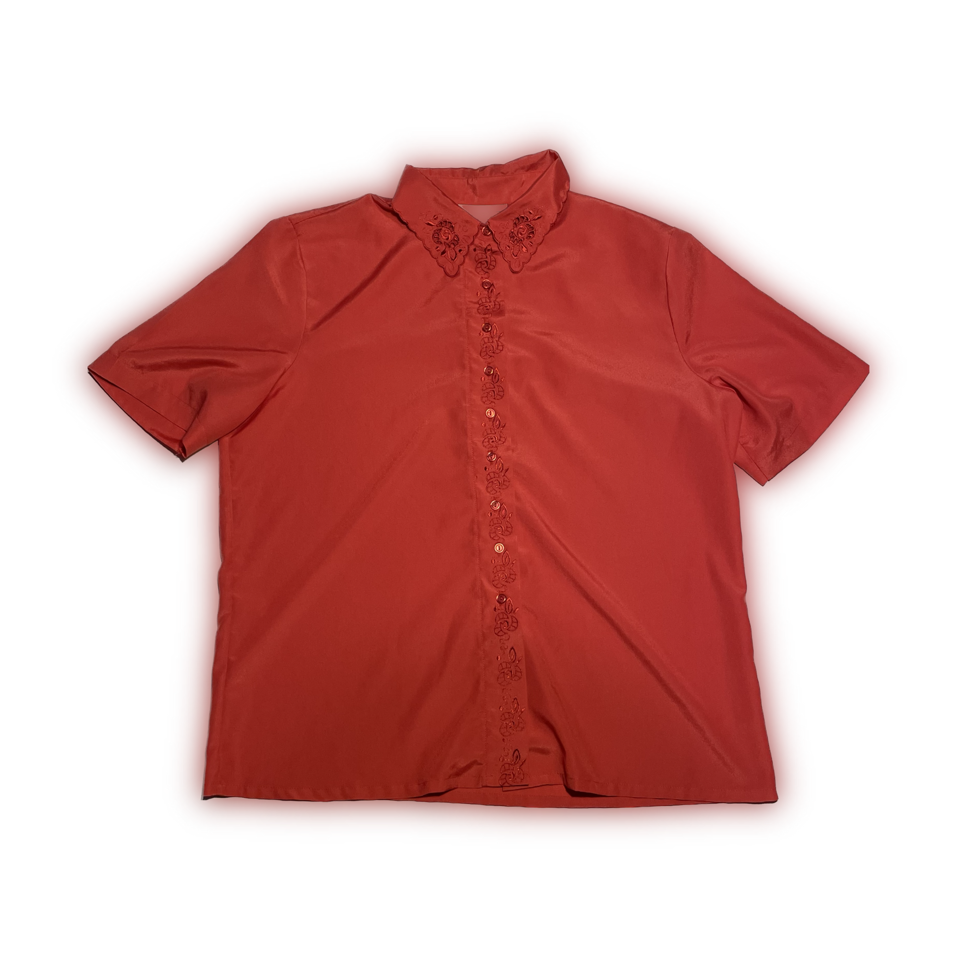 Red Button Up with Lace Details – LUNARIA THRIFT Red Button Up with Lace Details – LUNARIA THRIFT