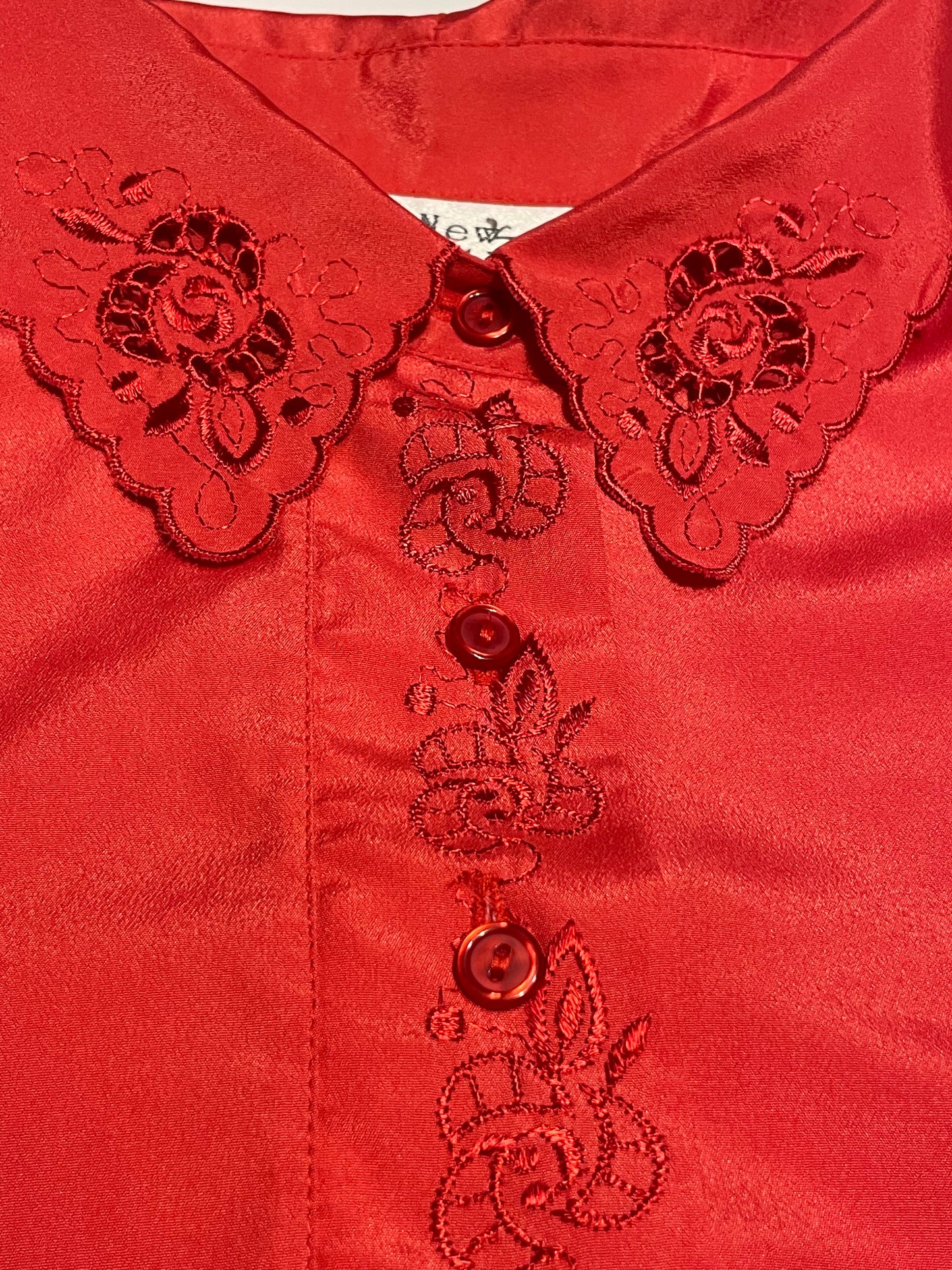 Red Button Up with Lace Details