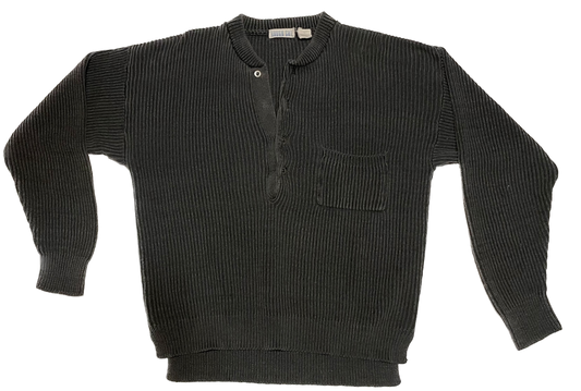 ROUGH CUT Charcoal Gray Half Button Up Sweater