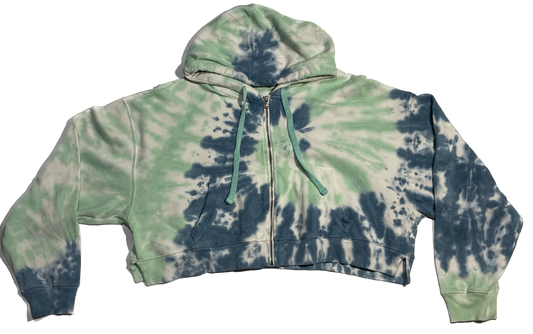 Tie Dye Cropped Zip Up Hoodie